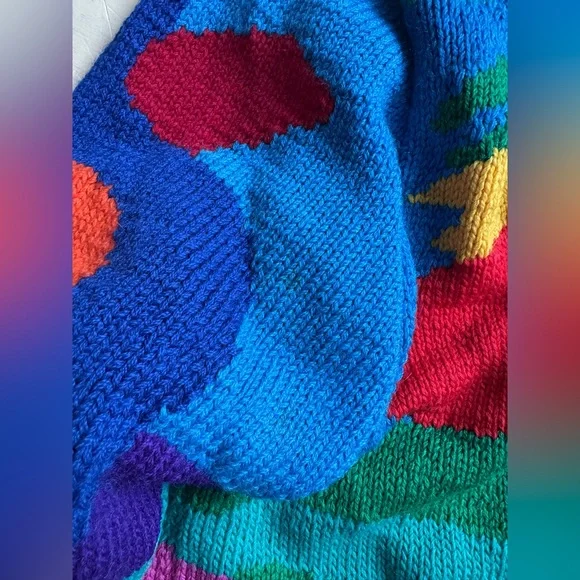 McWooligans Vintage 100% Wool Hand Knit Cardigan Sweater - Picture 7 of 14